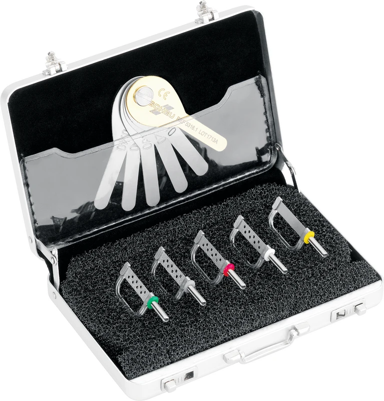 ECHARRI PST Set  Koffer-Set  Alu-Koffer inklusive 5 Strips (sortiert) doppelseitig diamantiert, 1 Messlehre