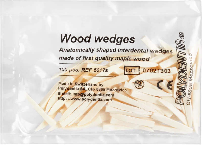 Interdentalkeile Ahornholz  Beutel  100 Stück weiß, 17 mm