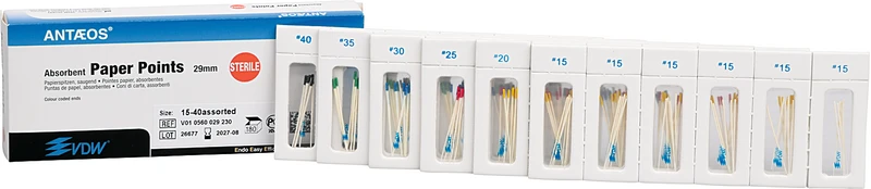 Papierspitzen steril  Packung  180 Stück Taper.02, ISO 015-040