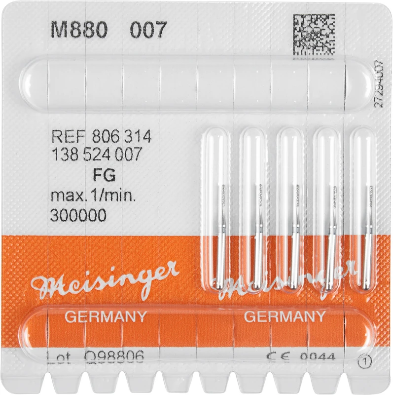 Mikro-Diamant M880  Packung  5 Stück blau mittel, FG, Figur 138 Zylinder, 3,6 mm, ISO 007