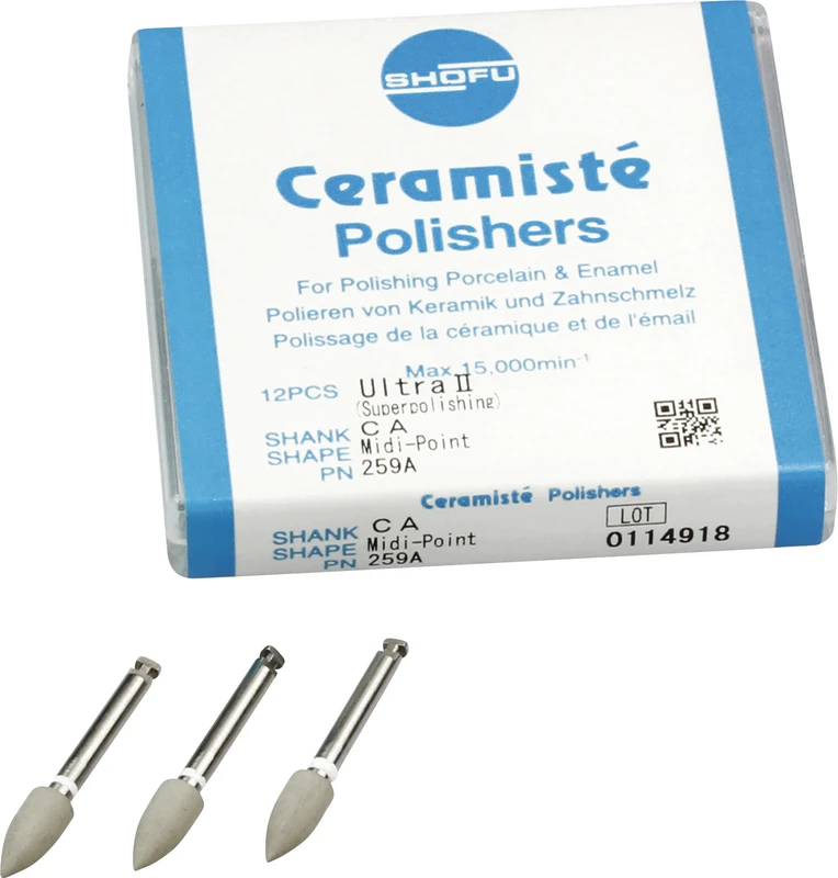 Ceramisté  Packung  12 Stück weiß ultra II, RA, Figur Midispitze, ISO 060