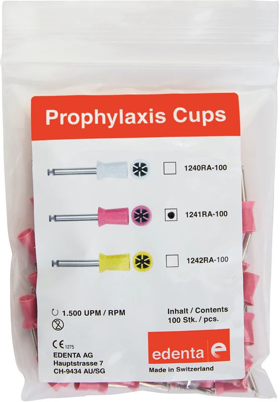 Prophy Polierer  Packung  100 Stück rosa soft, RA, Figur 034, 9 mm, ISO 060