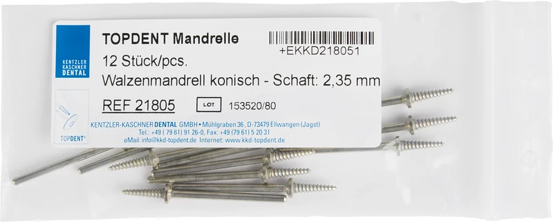 TOPDENT Walzen-Mandrelle  Packung  12 Stück konisch
