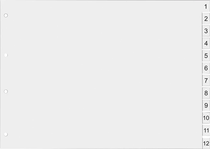 Terminplaner-Monatsregister   Stück  12 Seiten (1-12) transparent