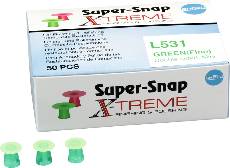 Super-Snap X-Treme  Packung  50 Stück Mini, beidseitig beschichtet, unmontiert, grün fein, 8 mm