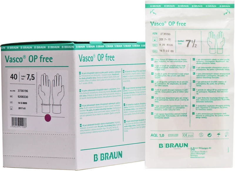 Vasco® OP free  Packung  40 Paar puderfrei, naturweiß, Größe 7,5