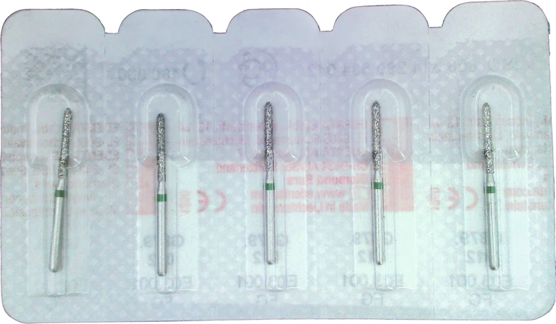 Omni Diamanten 879  Packung  5 Stück grün grob, FG, Figur 290 Torpedo zylindrisch, 10 mm, ISO 012