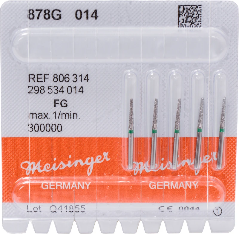 Diamanten 878  Packung  5 Stück grün grob, FG, Figur 298 Torpedo, 8 mm, ISO 014