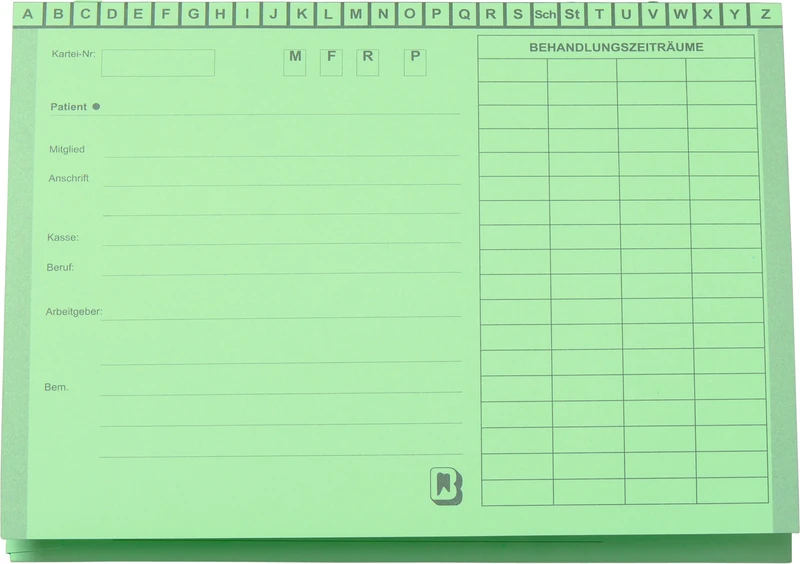 Karteimappe A5\SL  Packung  100 Stück grün ohne Heftzunge