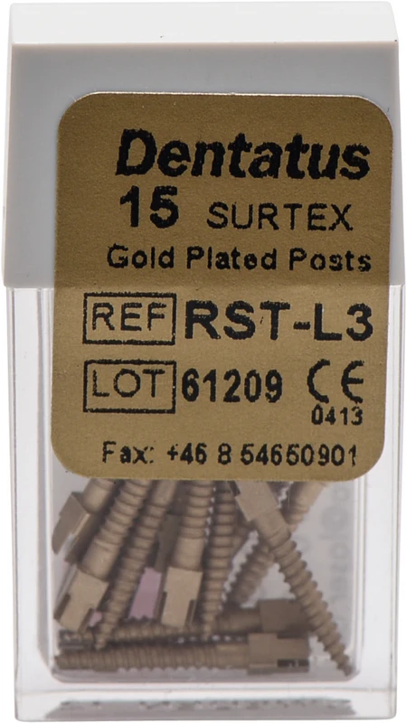 Classic Surtex vergoldete Wurzelstifte  Packung  15 Stück 11,8 mm, Ø 1,35 mm, Größe 2