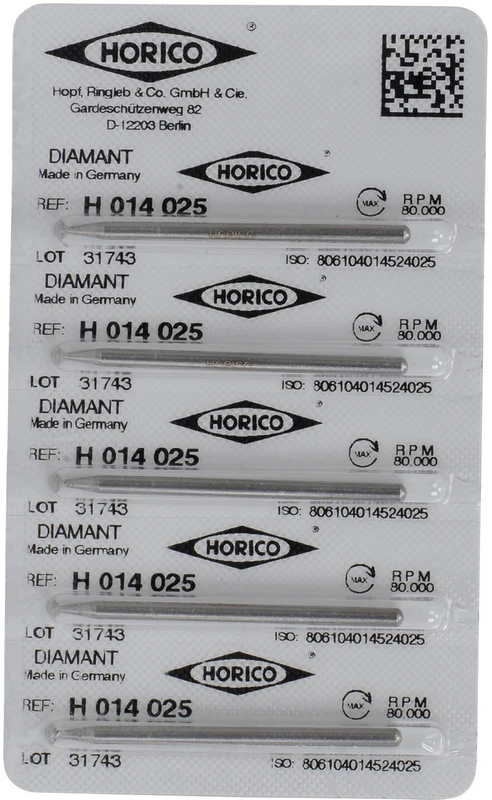 Diamantschleifer H 014  Packung  5 Stück HP, Figur 014, 1 mm, ISO 025