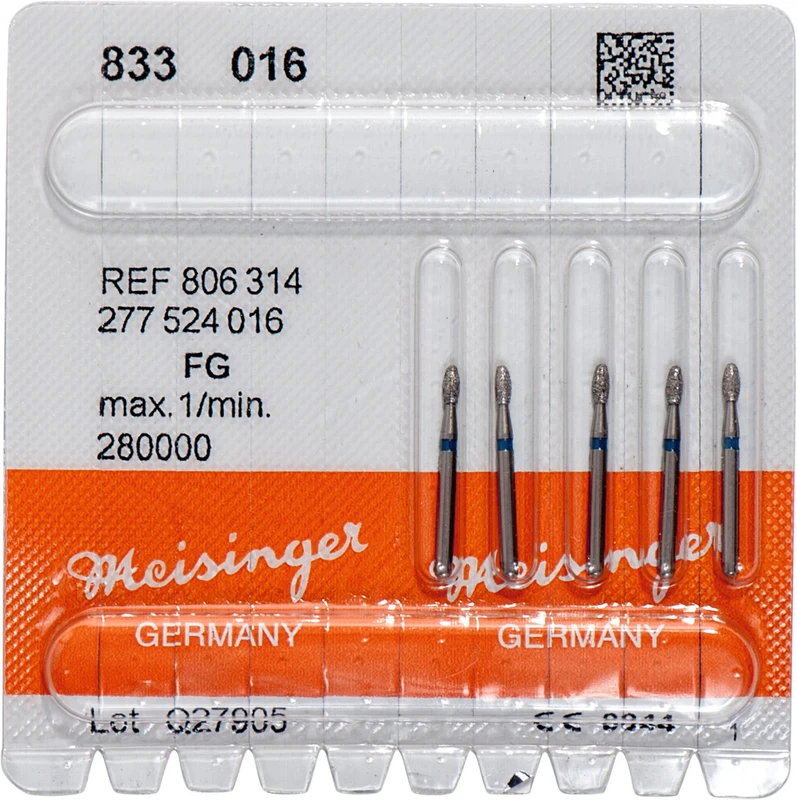 Diamanten 833  Packung  5 Stück blau mittel, FG, Figur 277 Ei, 3,4 mm, ISO 016