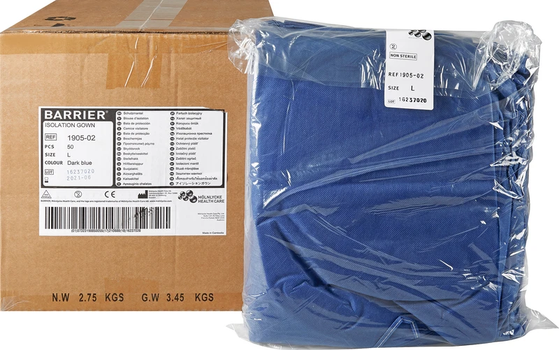 Schutzmantel unsteril  Packung  50 Stück blau, L, 114 cm
