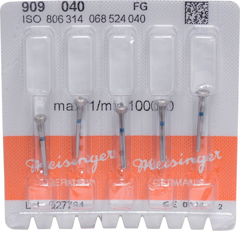 Diamanten 909  Packung  5 Stück blau mittel, FG, Figur 068 Rad, 1,8 mm, ISO 040