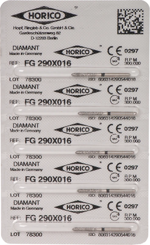 Diamantschleifer 290  Packung  5 Stück schwarz x-grob, FG, Figur 290, 10 mm, ISO 016