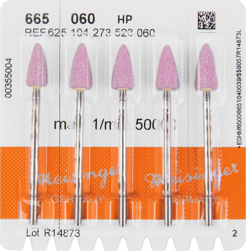 Keramische Schleifer 665  Packung  5 Stück rosa mittel, HP, Figur 273, 12 mm, ISO 060