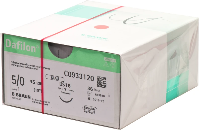 Dafilon®  Packung  36 Stück blau, 45 cm, DS16, 3\8 Kreis, schneidend, 16 mm, USP 5\0