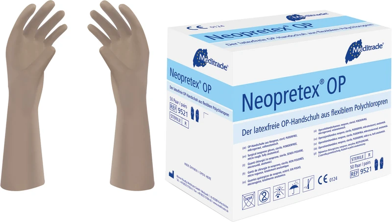 Neopretex® OP  Packung  50 Paar puderfrei, braun, Größe 8,5