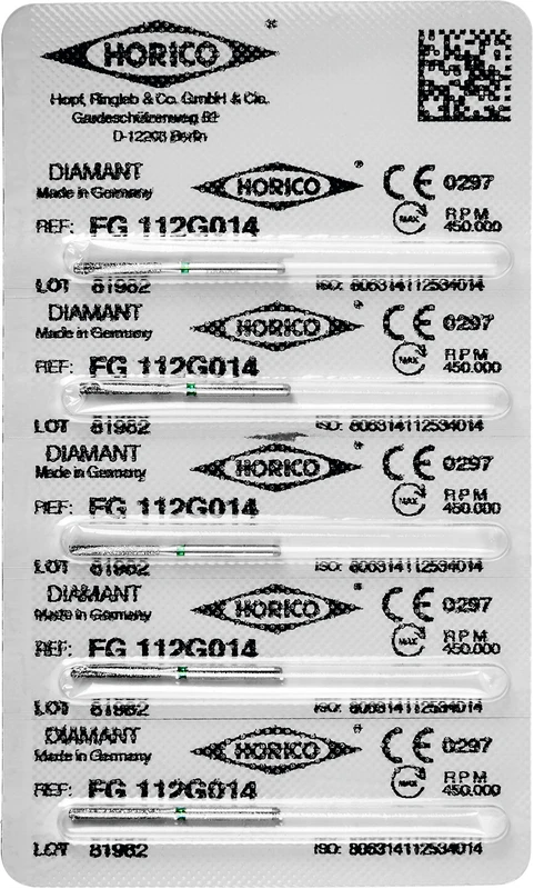 Diamantschleifer 112  Packung  5 Stück grün grob, FG, Figur 112, 10 mm, ISO 014
