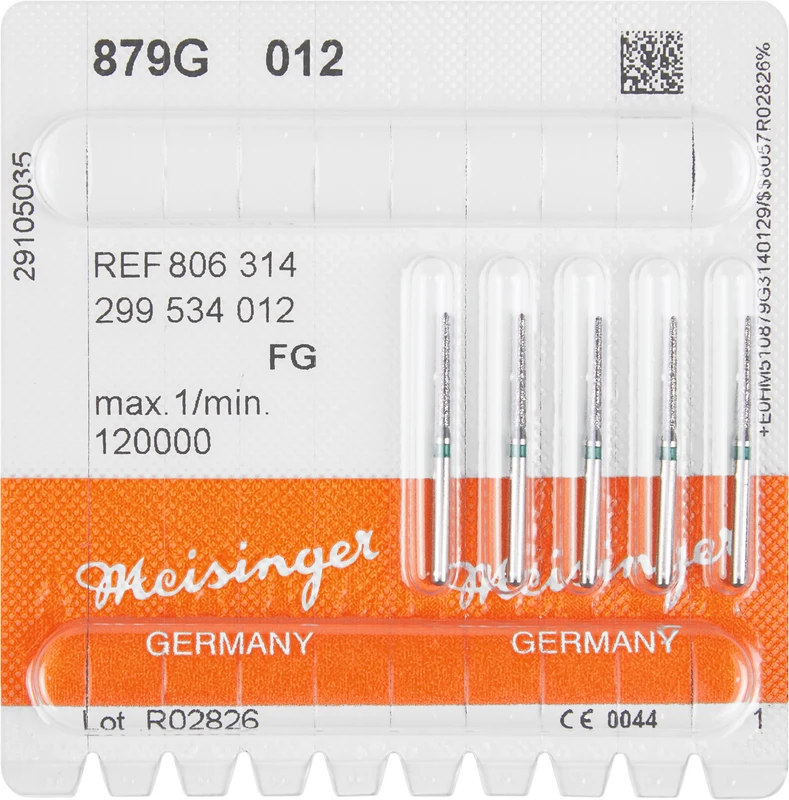 Diamanten 879  Packung  5 Stück grün grob, FG, Figur 299 Torpedo konisch, 10 mm, ISO 012