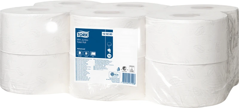 TORK® Mini Jumbo Toilettenpapier   Packung  12 Stück Advanced, 2-lagig, weiß