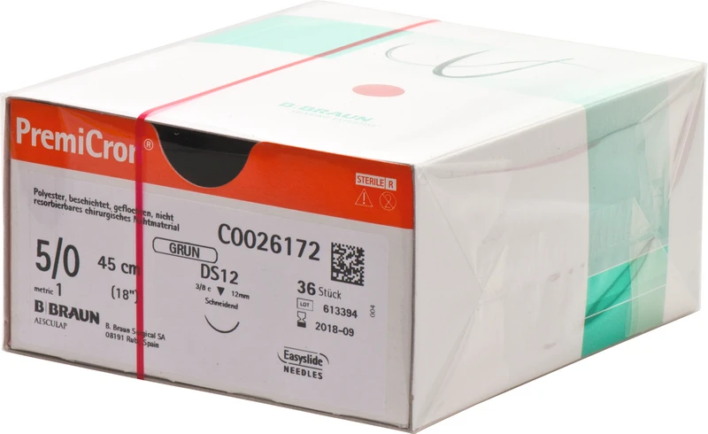 PremiCron®  Packung  36 Stück grün, 45 cm, DS12, 3\8 Kreis, schneidend, 12 mm, USP5\0