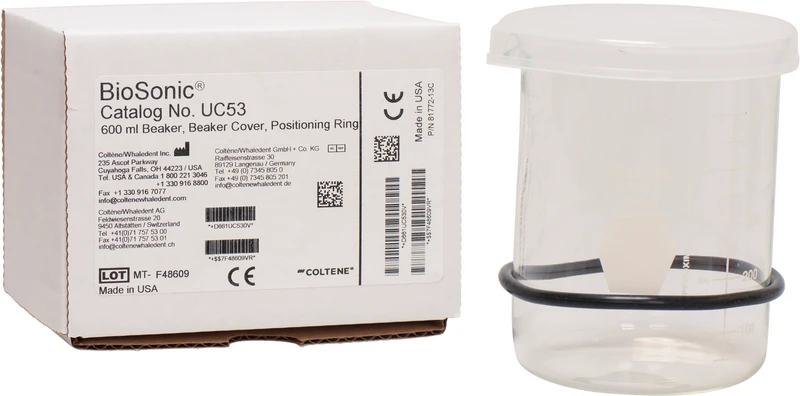 BioSonic® Becher  Packung  600 ml Becherglas, Deckel, Positionierring