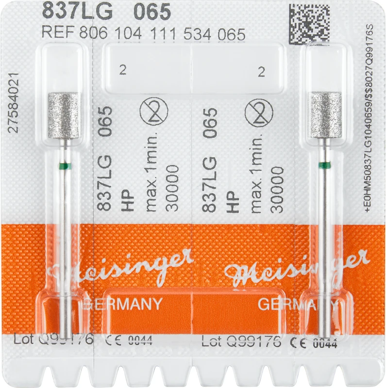 Diamanten 837  Packung  2 Stück grün grob, HP, Figur 111 Zylinder lang, 6 mm, ISO 065