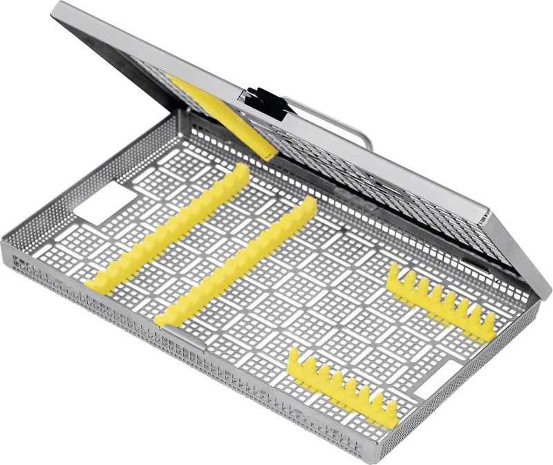 Siebtray  Stück  JG389R mit Instrumentenstege (2 x JG394, 2 x JG400, 1 x JG401), 273 x 176 x 30 mm