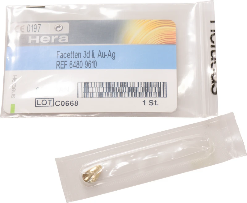 Facetten  Stück  Eckzahn 3d groß, 7,5 x 12 mm, links-oben \ rechts-unten