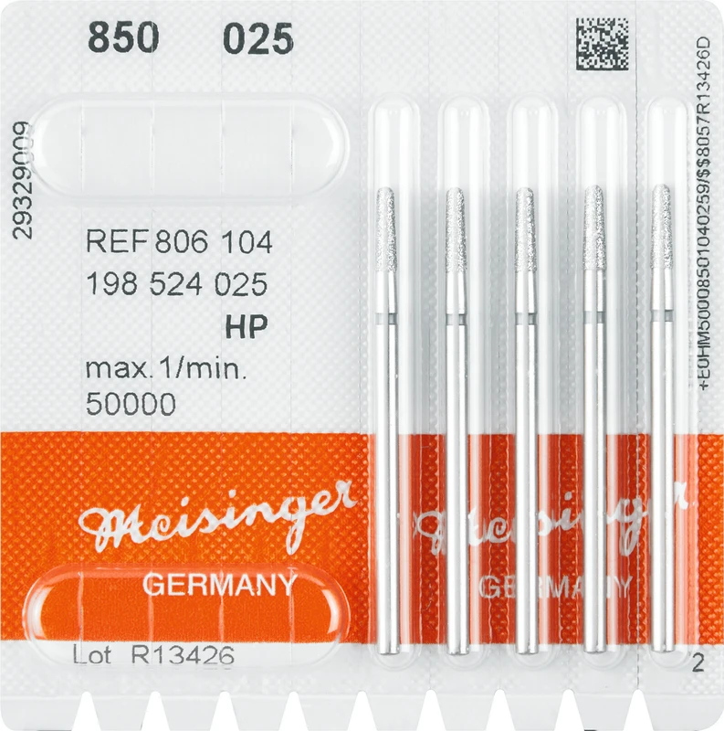 Diamanten 850  Packung  5 Stück blau mittel, HP, Figur 198 konisch rund, 8 mm, ISO 025