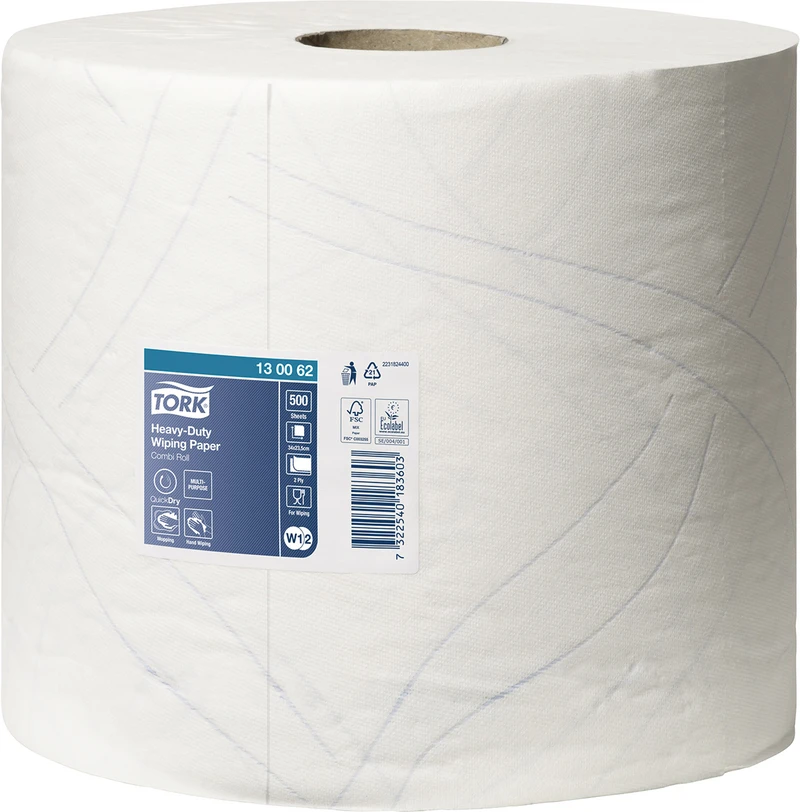TORK® Mehrzweck Papierwischtücher extra stark   Packung  2 Rollen extra stark, 2-lagig, geprägt, 23,5 x 34 cm, weiß