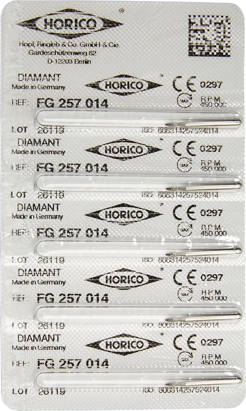 Diamantschleifer 257  Packung  5 Stück FG, Figur 257, 3 mm, ISO 014