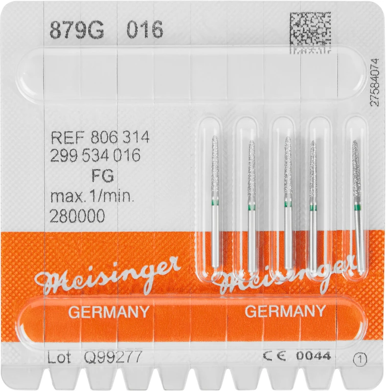 Diamanten 879  Packung  5 Stück grün grob, FG, Figur 299 Torpedo konisch, 10 mm, ISO 016