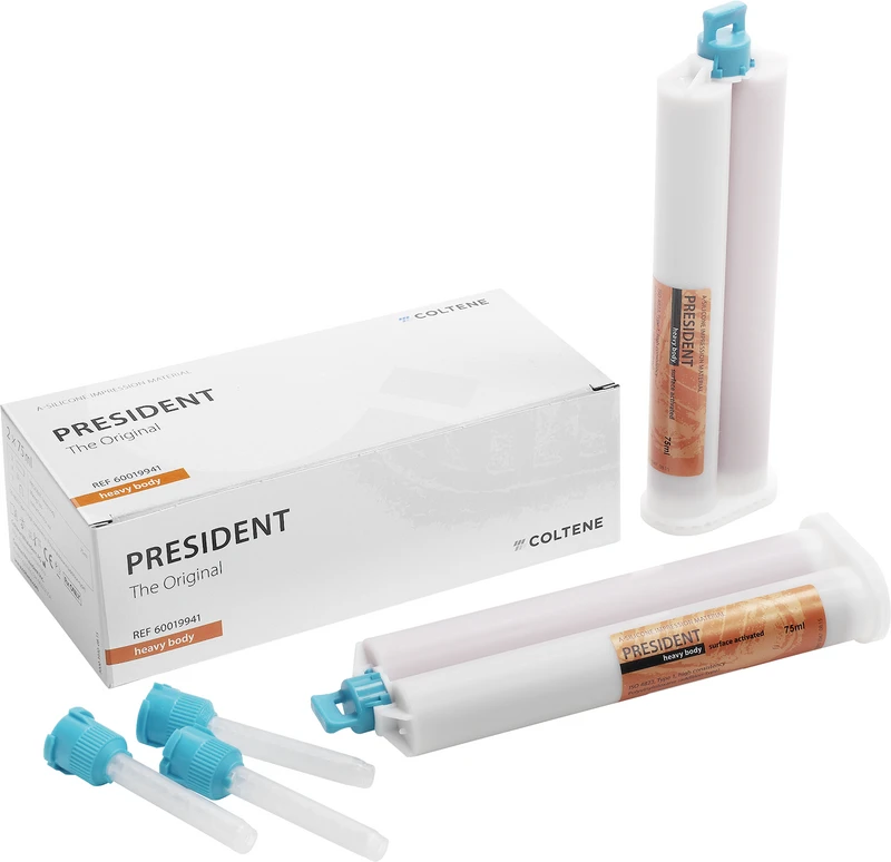 PRESIDENT The Original  Packung  2 x 75 ml Doppelkartusche heavy body, 8 Mixing Tips türkis