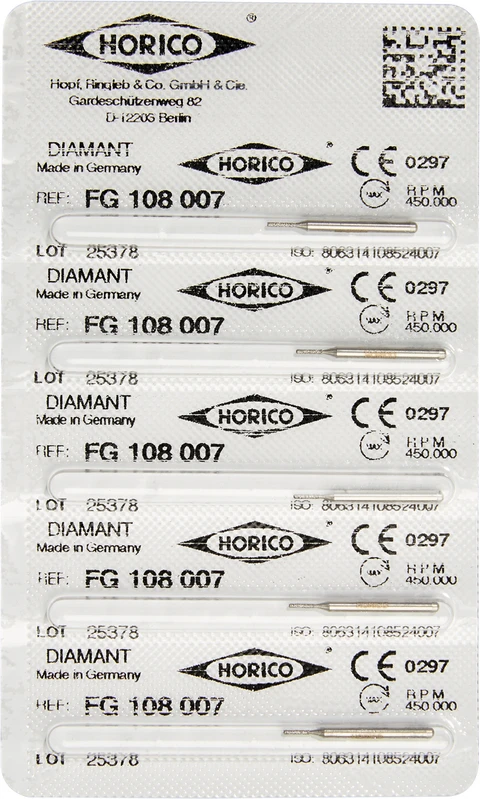 Diamantschleifer 108  Packung  5 Stück FG, Figur 108, 3 mm, ISO 007