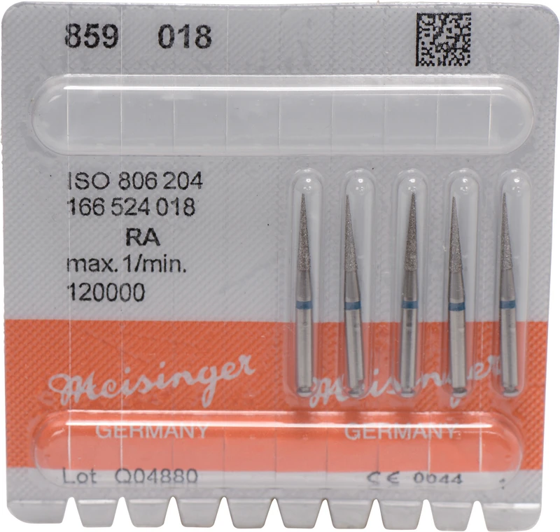 Diamanten 859  Packung  5 Stück blau mittel, RA, Figur 166 kon. spitz, 10 mm, ISO 018