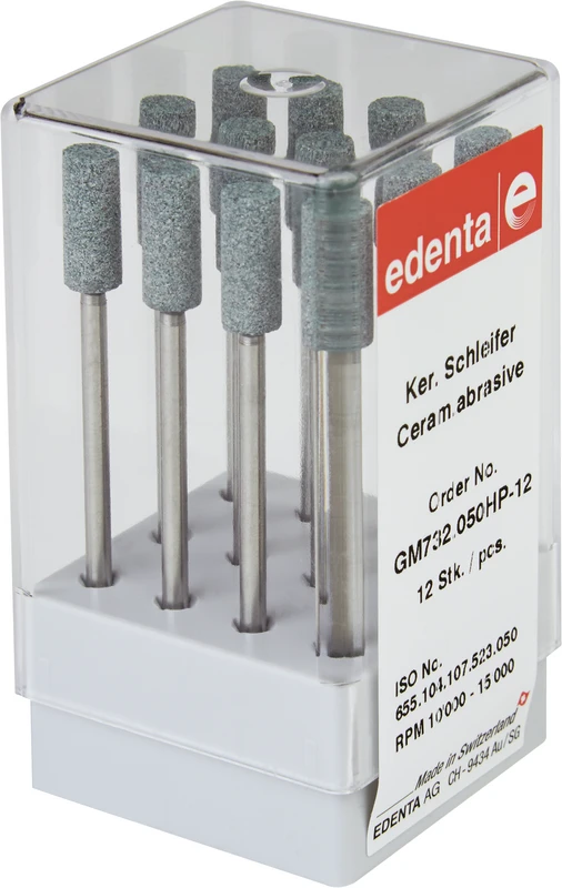 Keramische Schleifer G  Packung  12 Stück grün mittel, HP, Figur 107, 12 mm, ISO 050