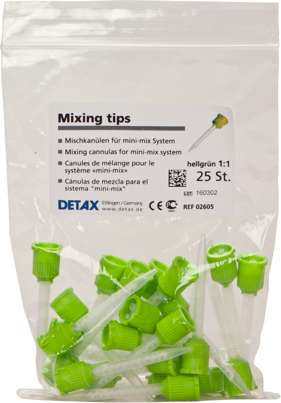 Detax Mischkanüle hellgrün 1:1  Packung  25 Mischkanülen hellgrün 1:1