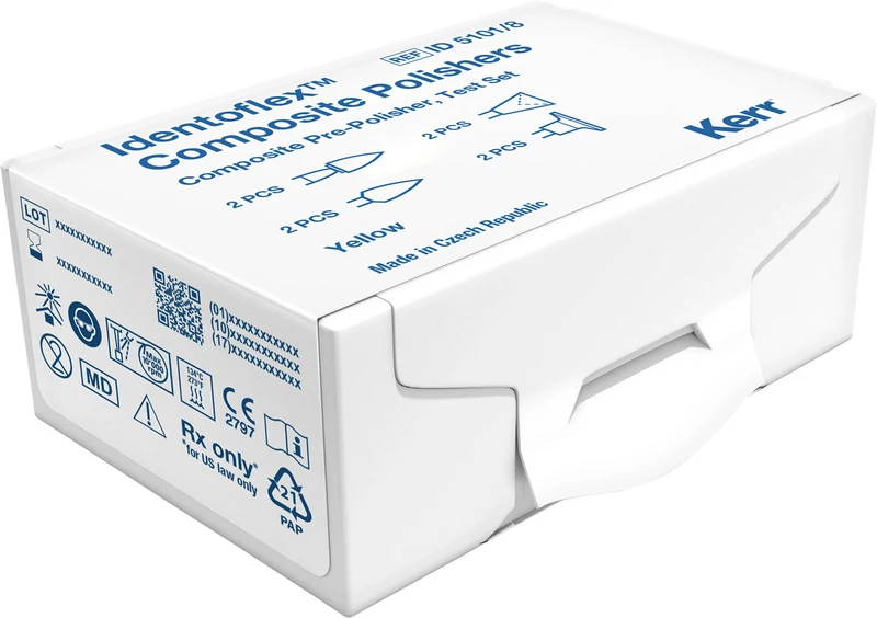 Identoflex Composite  Testset  8 Stück (2 x Kelch, 2 x Scheibe, 2 x Spitze, 2 x Minipoint) RA, gelb