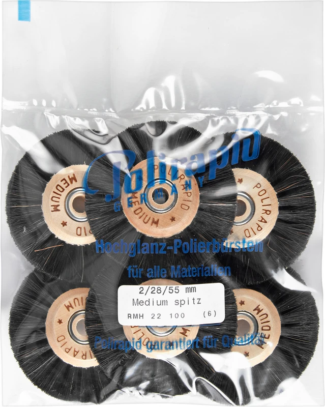 MEDIUM Rundbürsten  Packung  6 Stück mit HK, 2-reihig, Roßhaar, spitz, Kern: Ø 28 mm, Außen: Ø 55 mm
