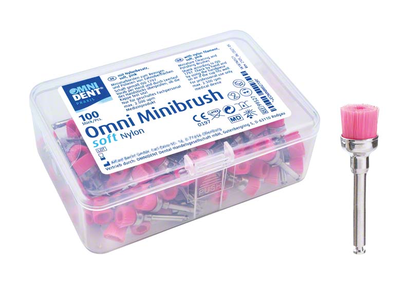 Omni Minibrush  Packung  100 Stück Nylonborsten soft, rosa