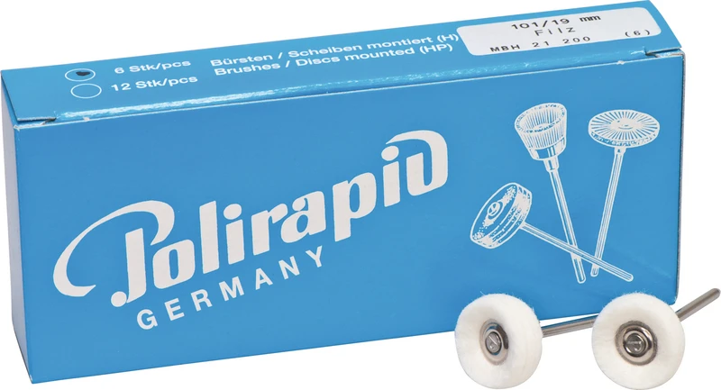Miniaturbürsten Scheibe  Packung  6 Stück HP, Wollfilz, Ø 19 mm
