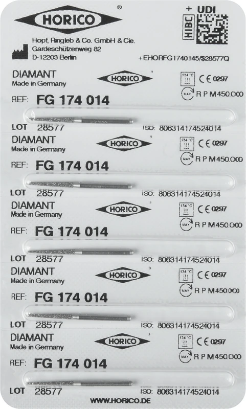 Diamantschleifer 174  Packung  5 Stück FG, Figur 174, 11,5 mm, ISO 014