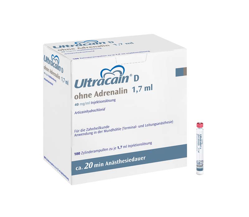 Ultracain® D ohne Adrenalin  Packung  100 x 1,7 ml Zylinderampulle