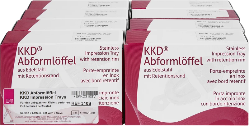 KKD® Abformlöffel unbezahnt  Satz  8 Stück perforiert