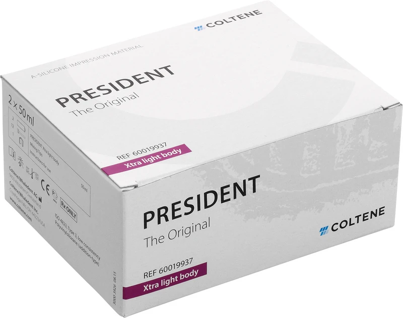 PRESIDENT The Original  Packung  2 x 50 ml Doppelkartusche Xtra light body, 12 Universal Mixing Tips