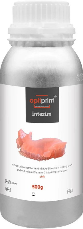 optiprint® interim   Flasche  0,5 kg Harz pink