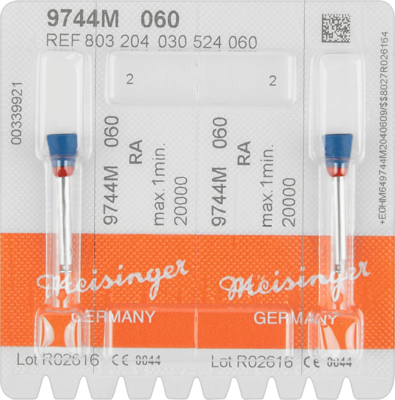 Diamantpolierer 9744  Packung  2 Stück blau mittel, RA, Figur 030, 7,5 mm, ISO 060