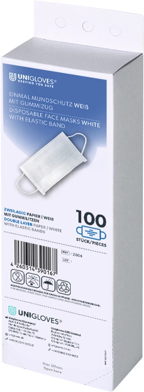 Einmal Mundschutz  Spenderbox  100 Stück 2-lagig